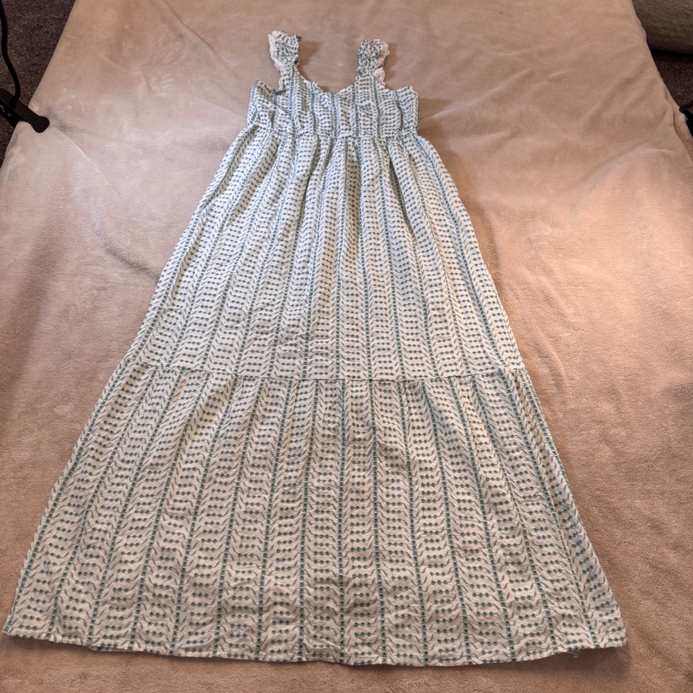Jessica Simpson Cottagecore Prairie Embroidered Meadow Milkmaid Dress SZ L - Picture 2 of 16